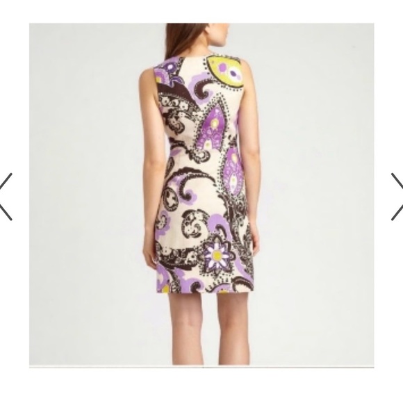 Kate Spade Sleeveless Keiran Cream and Purple Paisley Midi Structured Dress,12 - Picture 2 of 13